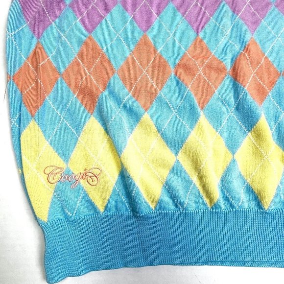 NWT Coogi Multicolored‎ Diamond Argyle Sweater Vest Men’s XL Australia Pastels - Picture 7 of 10